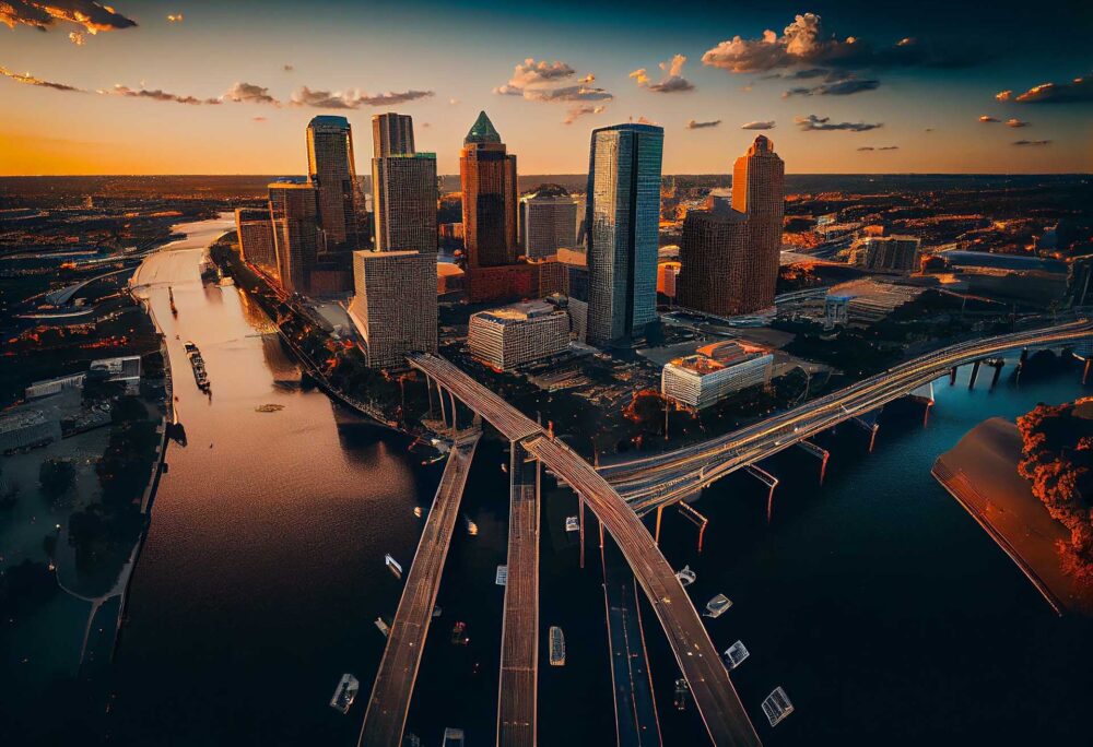 Tampa during sunset