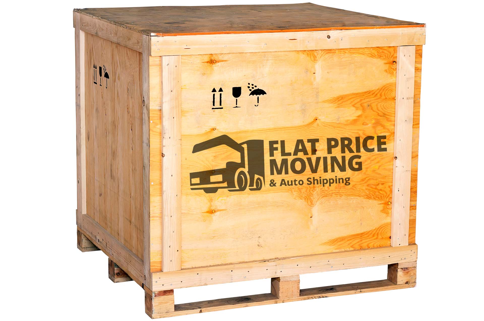 Wooden custom crate ready for long-distance moving brand