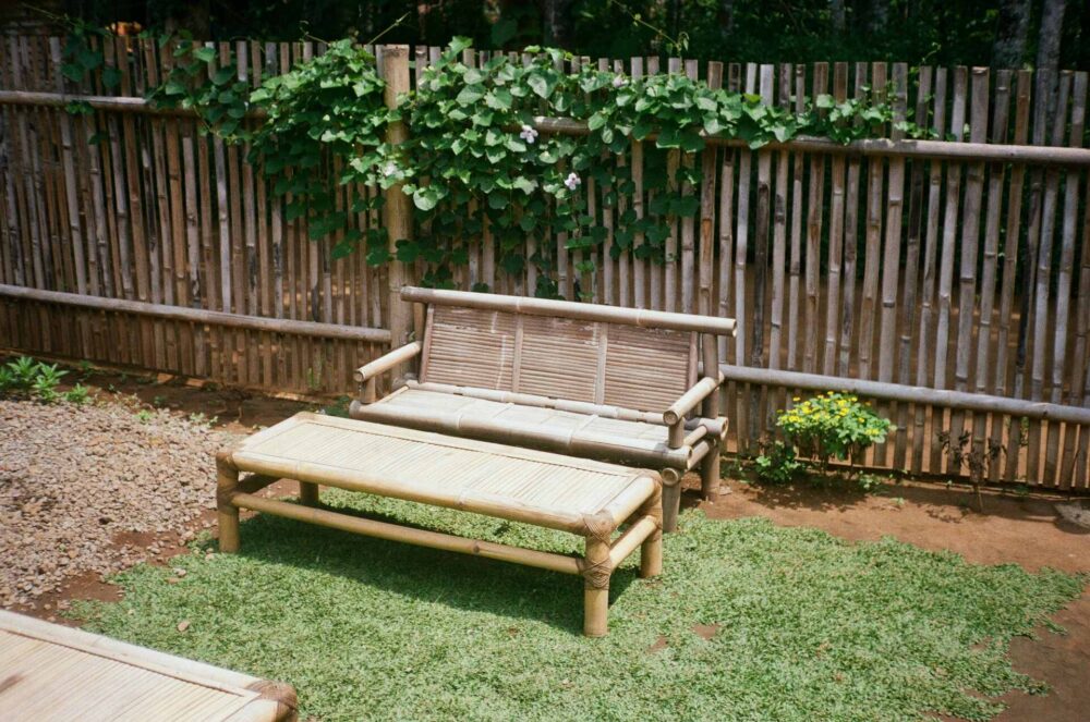 Wooden garden chair and table