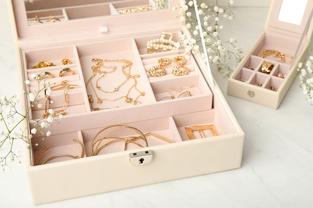 Jewelry packed in a box before long-distance moving